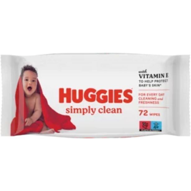 Huggies simply clean baby wipes 72 pack offer at Shoprite