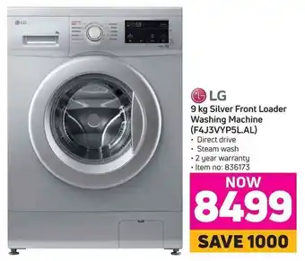 Game LG 9 kg Silver Front Loader Washing Machine (F4J3VYP5L.AL) offer