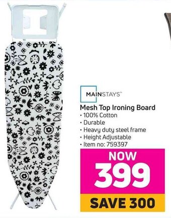 Game MAINSTAYS Mesh Top Ironing Board offer