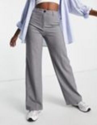Bershka wide leg slouchy dad tailored trousers in dark grey