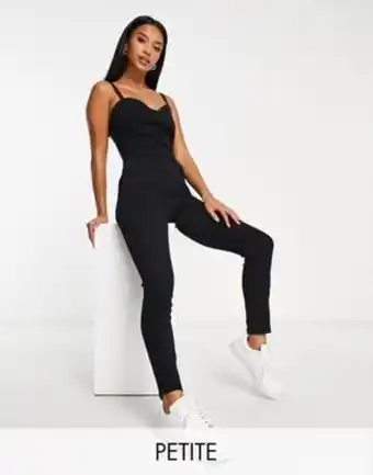 Asos Parisian petite denim cami strap jumpsuit in black offer