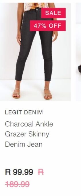 Charcoal ankle grazer skinny denim jean