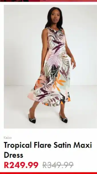 Edgars Tropical flare satin maxi dress offer