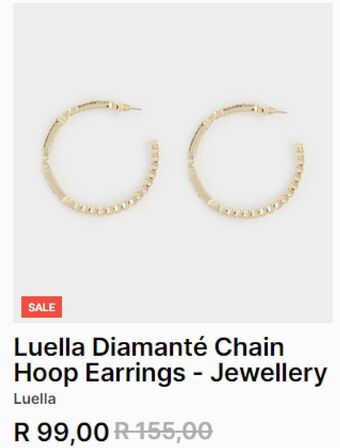 Luella diamanté chain hoop earrings jewellery