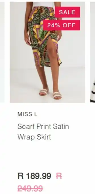 Scarf print satin wrap skirt