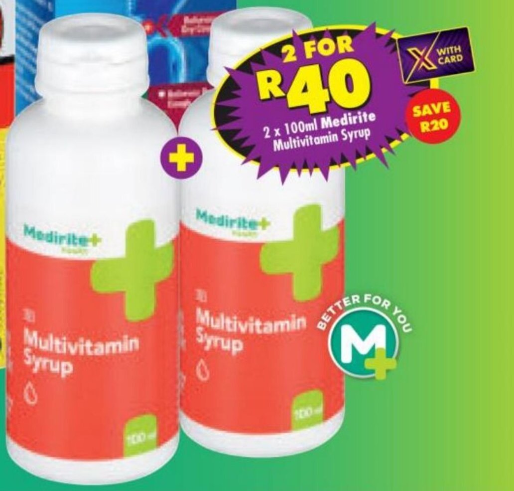 2 x 100ml Medirite Multivitamin Syrup offer at Shoprite
