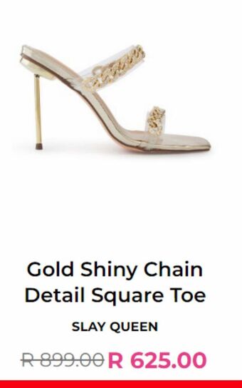 YDE Gold shiny chain detail square toe offer