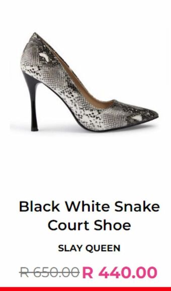 Black white snake court shoe