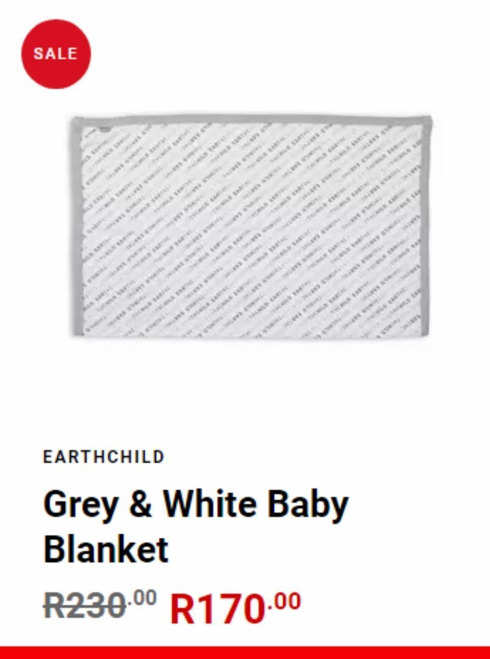 Grey & white baby blanket offer at Earthchild