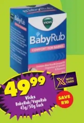 Shoprite Vicks BabyRub/VapoRub 45g/50g Each offer