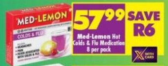 Med-Lemon Hot Colds & Flu Medication 8 per pack