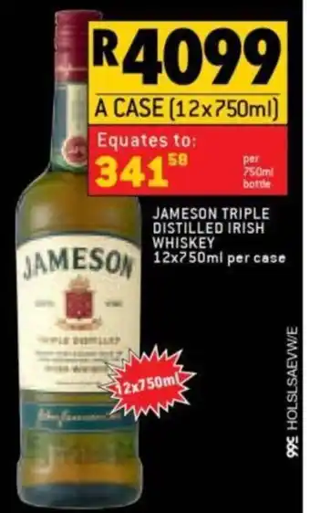 Shoprite JAMESON TRIPLE DISTILLED IRISH WHISKEY 12x750ml per case offer