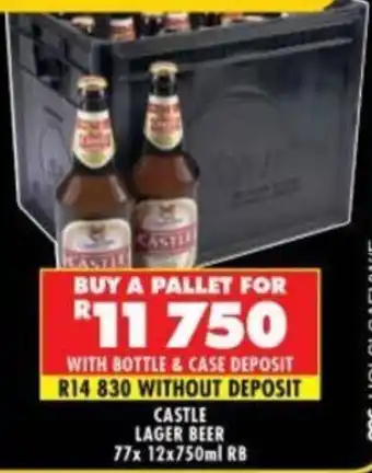 Shoprite CASTLE LAGER BEER 77x 12x750ml RB offer
