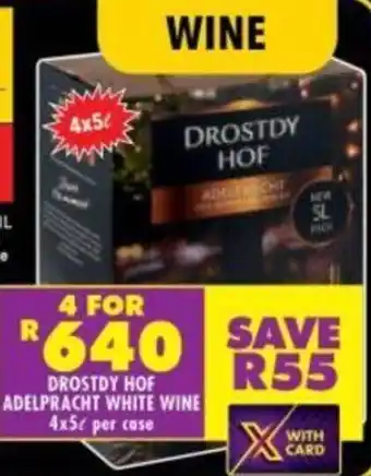 Shoprite DROSTDY HOF ADELPRACHT WHITE WINE 4x56l per case offer