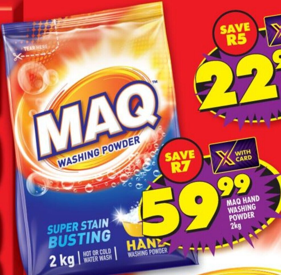 MAQ HAND WASHING POWDER 2kg offer at Shoprite