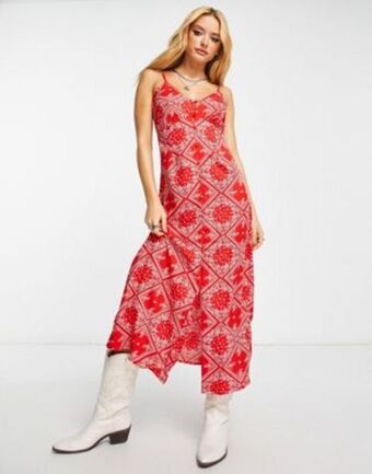 Violet romance cami midi dress in patchwork print