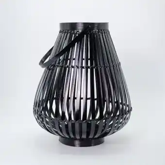 Whitehouse Vietnamese woven rattan candle holder lantern - black offer