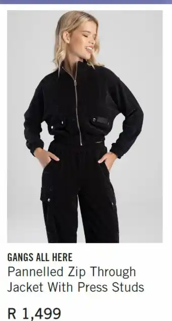 Pannelled zip trough jacket with press studs