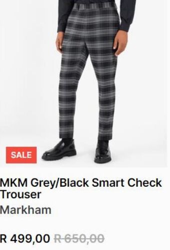Markham Mkm grey/black smart check trouser offer