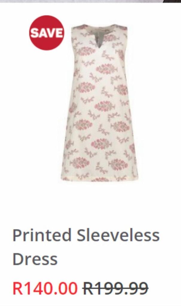 Printed sleeveless dress offer at Pick N Pay Clothing