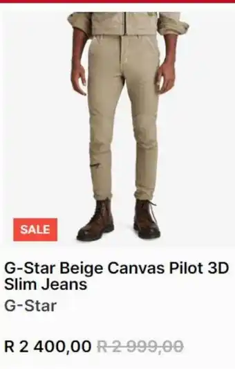 Markham G-star bege canvas pilot 3d slim jeans offer