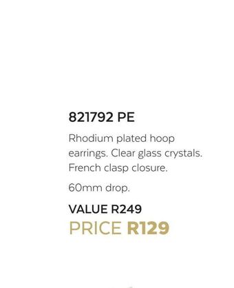 Honey Fashion Accessories Rhodium plated hoop earrings offer