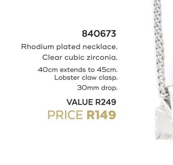 Honey Fashion Accessories Rhodium plated necklace offer