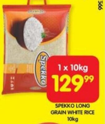 Shoprite SPEKKO LONG GRAIN WHITE RICE 10kg offer