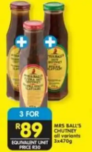 Shoprite MRS BALL'S CHUTNEY all variants 3x470g offer