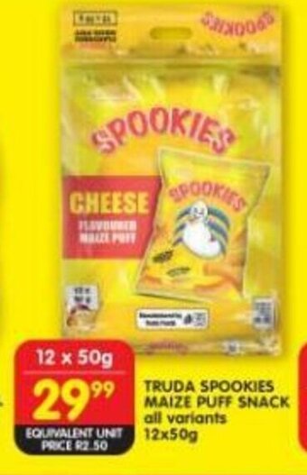 Shoprite TRUDA SPOOKIES MAIZE PUFF SNACK all variants 12x50g offer