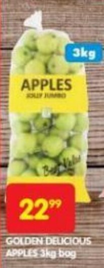 Shoprite GOLDEN DELICIOUS APPLES 3kg bag offer