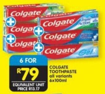 Shoprite COLGATE TOOTHPASTE all variants 6x100ml offer