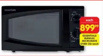 Shoprite ESSENTIALS MANUAL MICROWAVE OVEN 20/ each offer