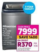 Hisense 18kg top loader washing machine