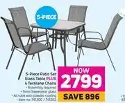 Game 5 piece patio set glass table plus 4 textilene chairs offer
