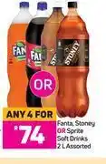 Game Fanta, stoney or sprite soft drinks assorted-for 4 x 2l offer