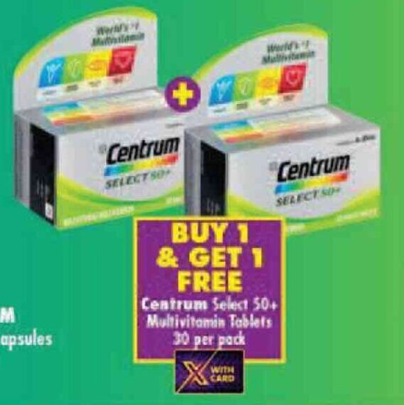 Centrum Select 50+ Multivitamin Tablets 30 per pack offer at Shoprite