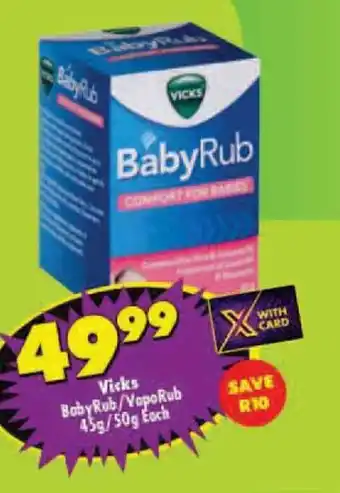 Shoprite Vicks BabyRub/YapoRub 45g/50g Each offer