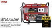 Builders Warehouse Ryobi 6.8 kva 4 stroke recoil start petrol generator offer