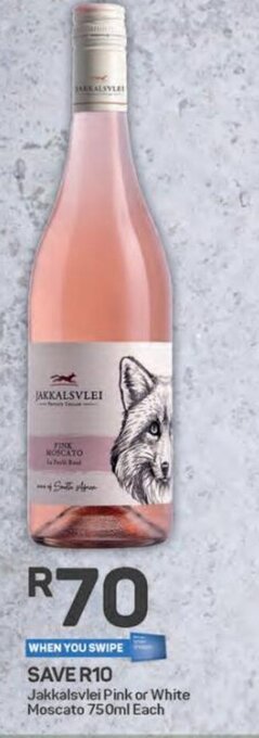 Jakkalsvlei Pink or White Moscato 750ml each