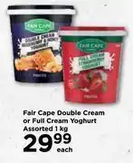 Food Lover's Market Fair cape double cream or full cream yoghurt assorted-1kg each offer