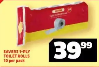 Savers 1-Ply Toilets Rolls 10 per pack