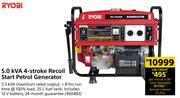 Builders Warehouse Ryobi 5.0 kva 4 stroke recoil start petrol generator offer