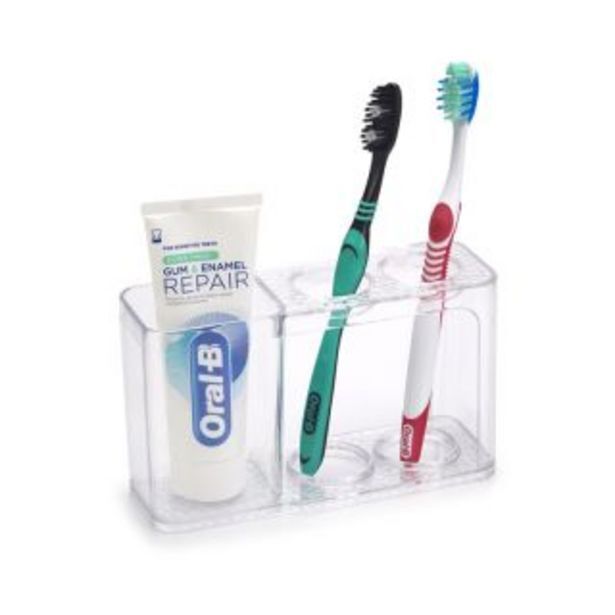Perspex toothbrush holder, clear offer at Gelmar
