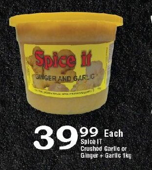 Oxford Freshmarket Spice it Crushed Garlic or Ginger+Garlic 1kg offer
