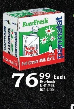 Oxford Freshmarket Everfresh UHT Milk 6x1 Litre offer