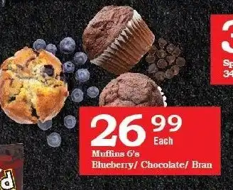 Muffins 6's Blueberry/ Chocolate/Bran