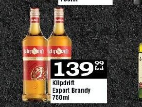 Oxford Freshmarket Klipdrift Export Brandy 750ml offer
