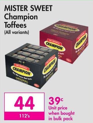 Makro MISTER SWEET Champion Toffees offer