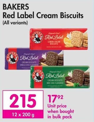 Makro BAKERS Red Label Cream Biscuits offer